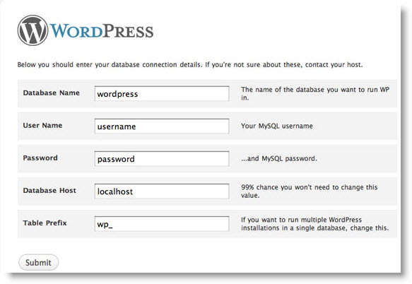 wordpress setup configuration